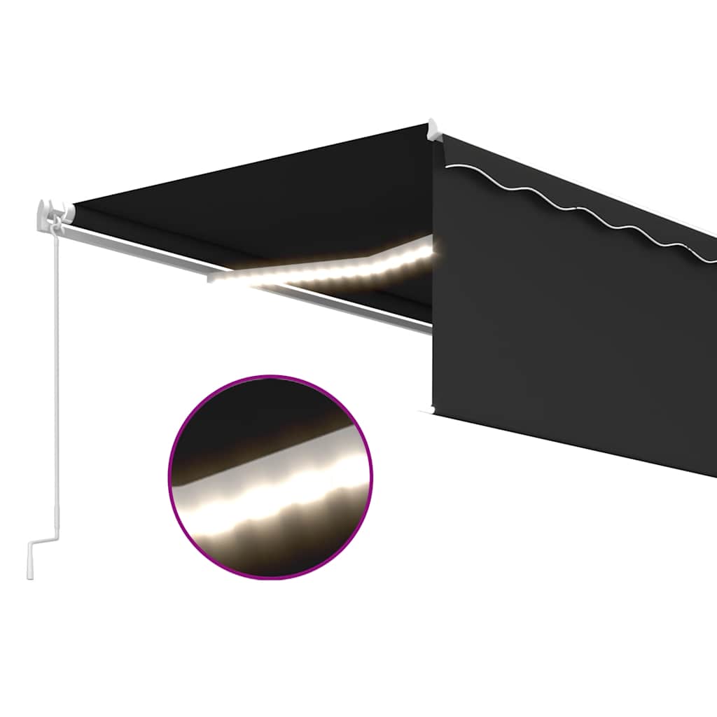 Tenda Sole Retrattile Manuale Parasole LED 5x3m Antracite | homemem39