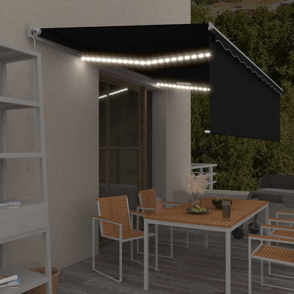 Tenda Sole Retrattile Manuale Parasole LED 5x3m Antracite | homemem39
