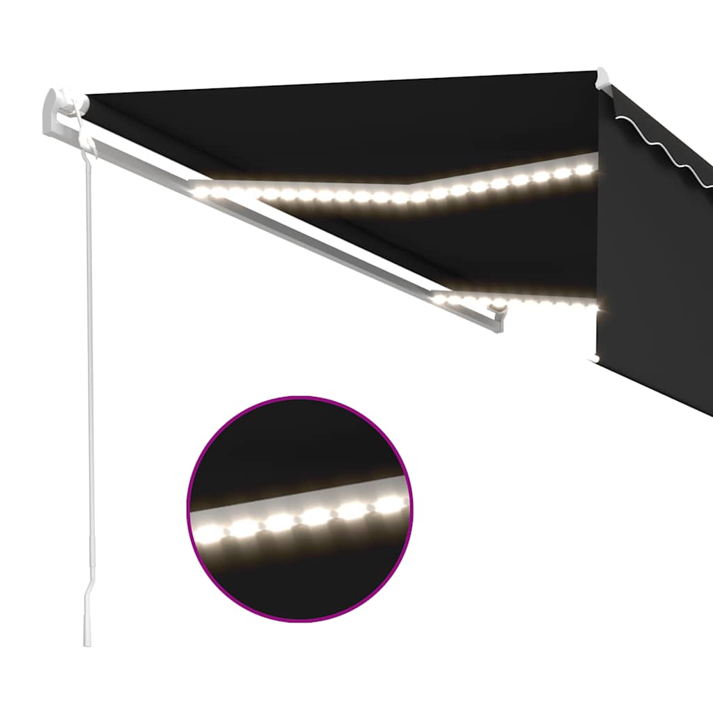 Tenda Automatica con Parasole Sensore Vento e LED 5x3 Antracite | homemem39