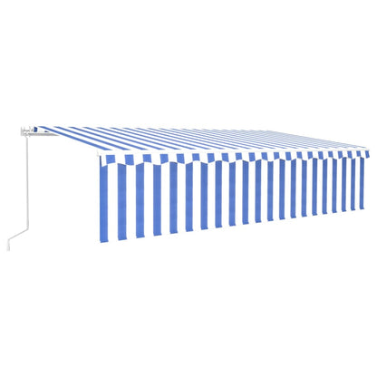 Manual Retractable Awning with Sunshade 4x3m Blue and White6