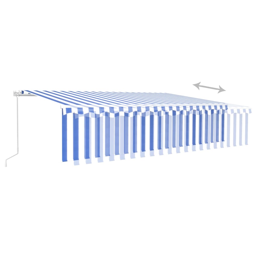 Manual Retractable Awning with Sunshade 4x3m Blue and White6