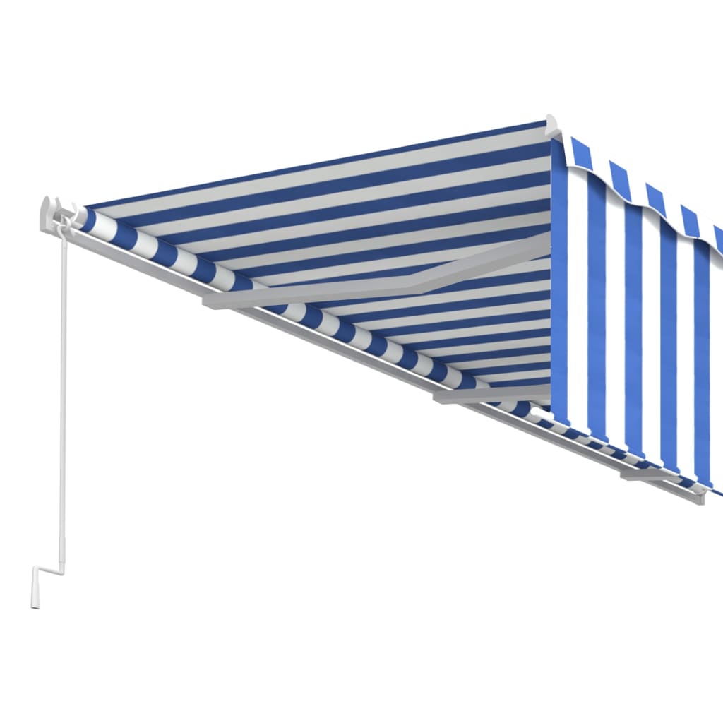 Manual Retractable Awning with Sunshade 4x3m Blue and White6