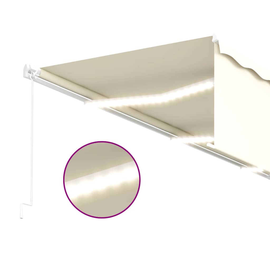 Tenda da Sole Retrattile Manuale con LED 6x3 m Crema | homemem39