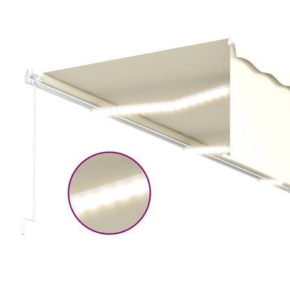 Tenda da Sole Retrattile Manuale con LED 6x3 m Crema | homemem39