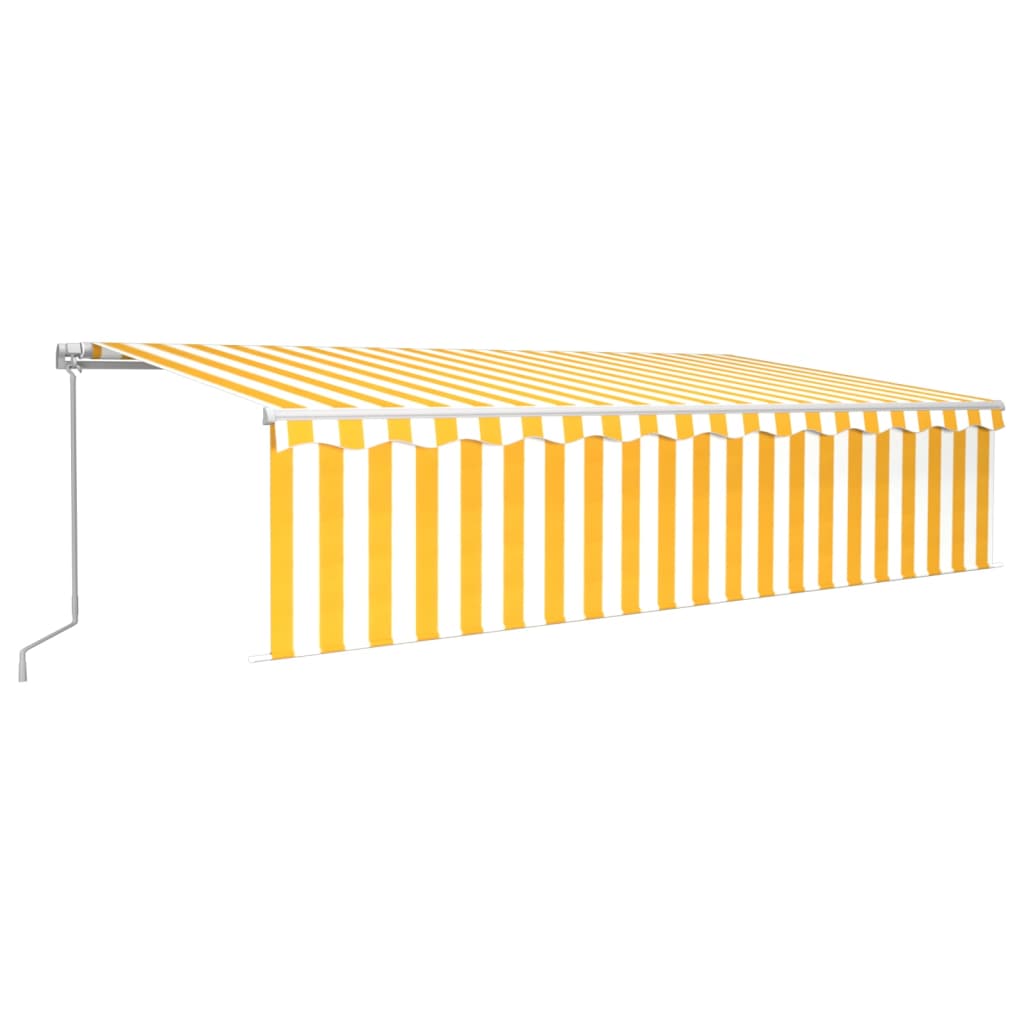 Tenda Sole Retrattile Manuale Parasole e LED 6x3m Gialla Bianca