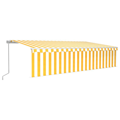 Tenda Sole Retrattile Manuale Parasole e LED 6x3m Gialla Bianca