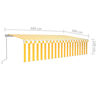 Tenda Sole Retrattile Manuale Parasole e LED 6x3m Gialla Bianca