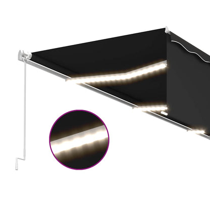 Tenda da Sole Retrattile Manuale con LED 6x3 m Antracite | homemem39