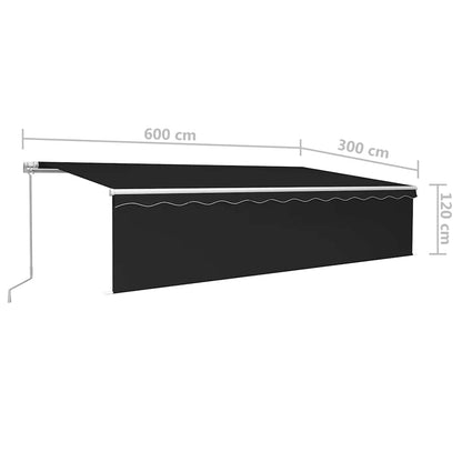 Tenda da Sole Retrattile Manuale con LED 6x3 m Antracite | homemem39