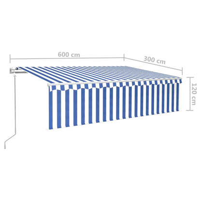 Automatic Retractable Awning with Sunshade 6x3m Blue White