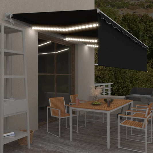 Tenda Automatica con Parasole Sensore Vento e LED 6x3 Antracite | homemem39