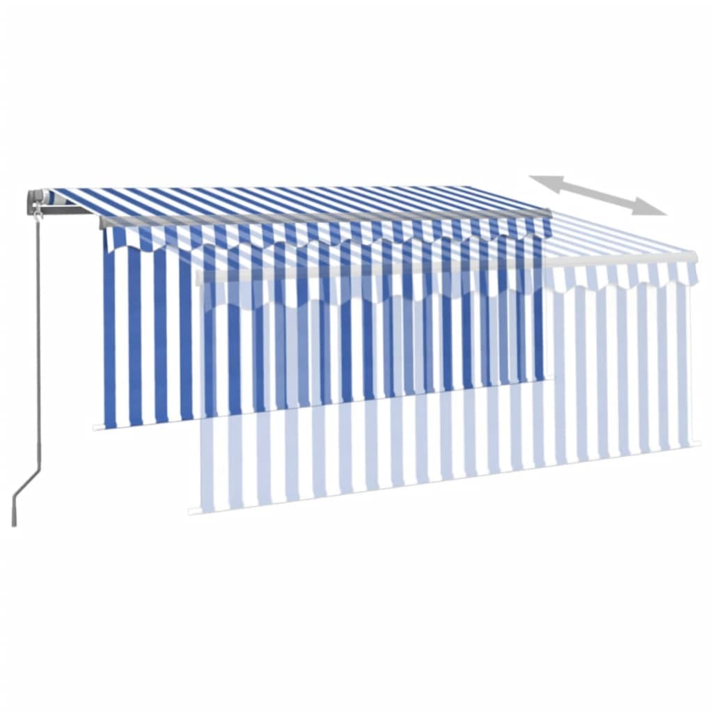 Tenda Sole Retrattile Manuale con Parasole 3x2,5m Blu e Bianco | homemem39