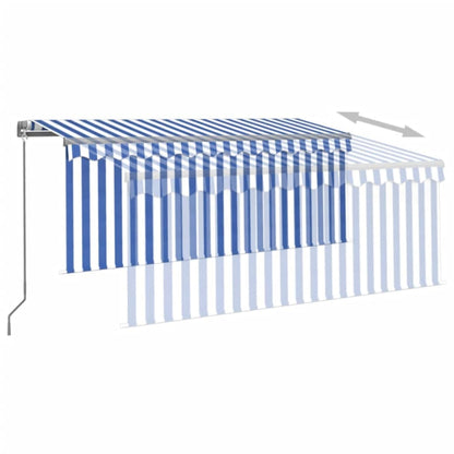 Tenda Sole Retrattile Manuale con Parasole 3x2,5m Blu e Bianco | homemem39