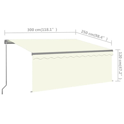 Tenda da Sole Retrattile Manuale con Parasole 3x2,5 m Crema | homemem39