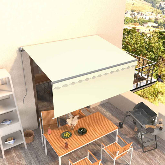 Tenda da Sole Retrattile Manuale con Parasole 3x2,5 m Crema | homemem39