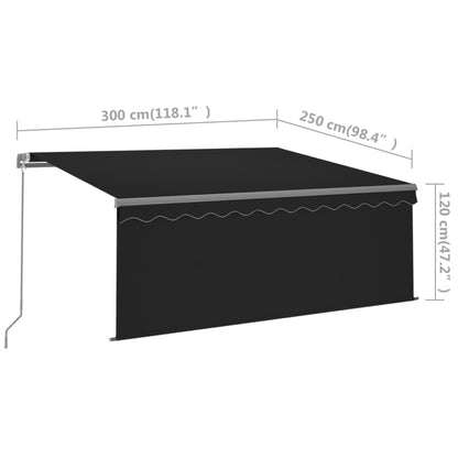 Tenda da Sole Retrattile Manuale con Parasole 3x2,5 m Antracite | homemem39