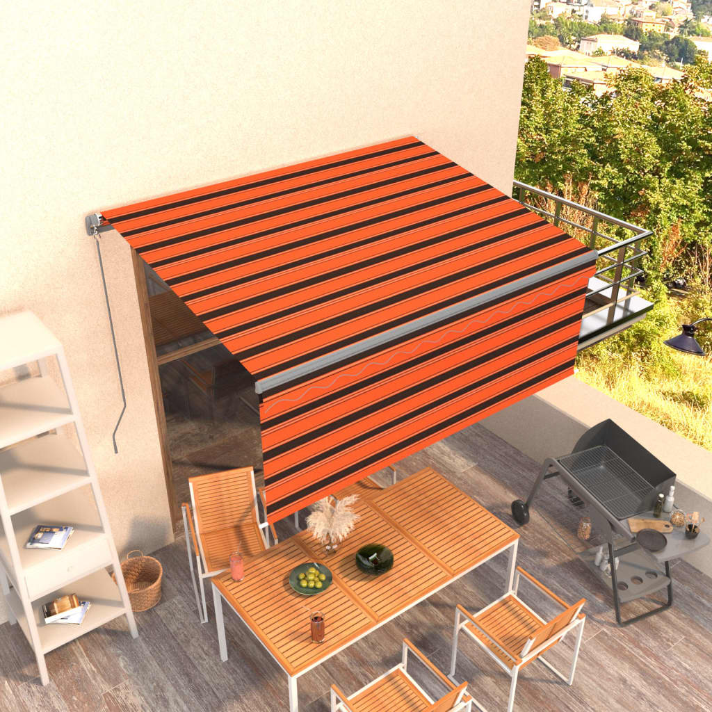 Tenda Retrattile Manuale con Parasole 3x2,5m Arancione Marrone | homemem39