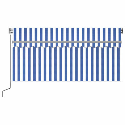 Tenda Sole Retrattile Manuale con LED 3x2,5m Blu e Bianco