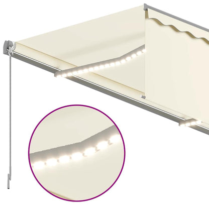 Tenda da Sole Retrattile Manuale con LED 3x2,5 m Crema - homemem39