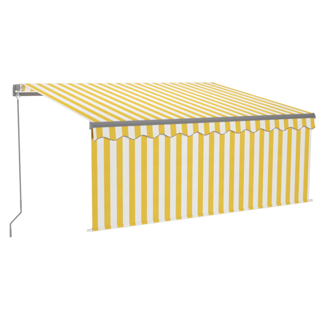 Tenda Sole Retrattile Manuale Parasole LED 3x2,5m Gialla Bianca - homemem39