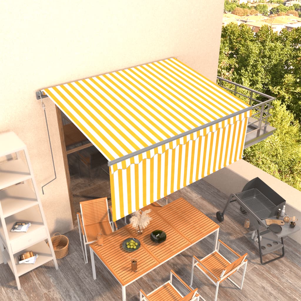 Tenda Sole Retrattile Automatica e Parasole 3x2,5mGialla Bianca - homemem39