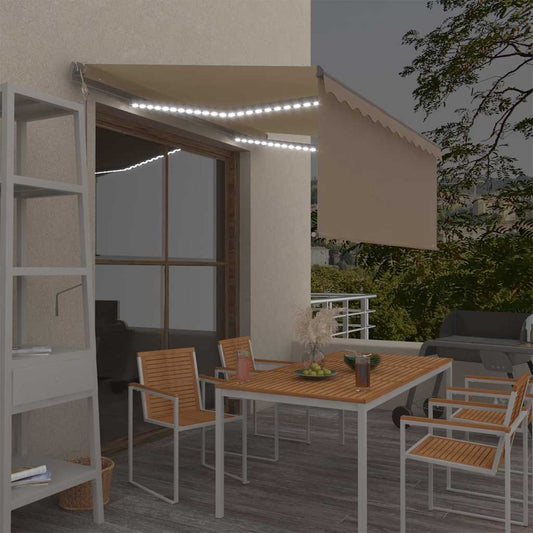 Tenda Automatica con Parasole LED e Sensore Vento 3x2,5m Crema | homemem39