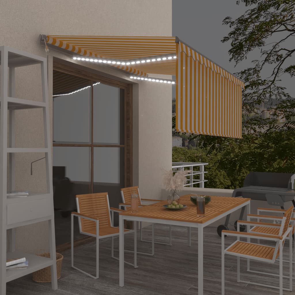 Tenda Automatica con LED Sensore Vento 3x2,5 m Giallo Bianco | homemem39