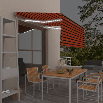 Tenda Automatica LED Sensore Vento 3x2,5m Arancione Marrone | homemem39