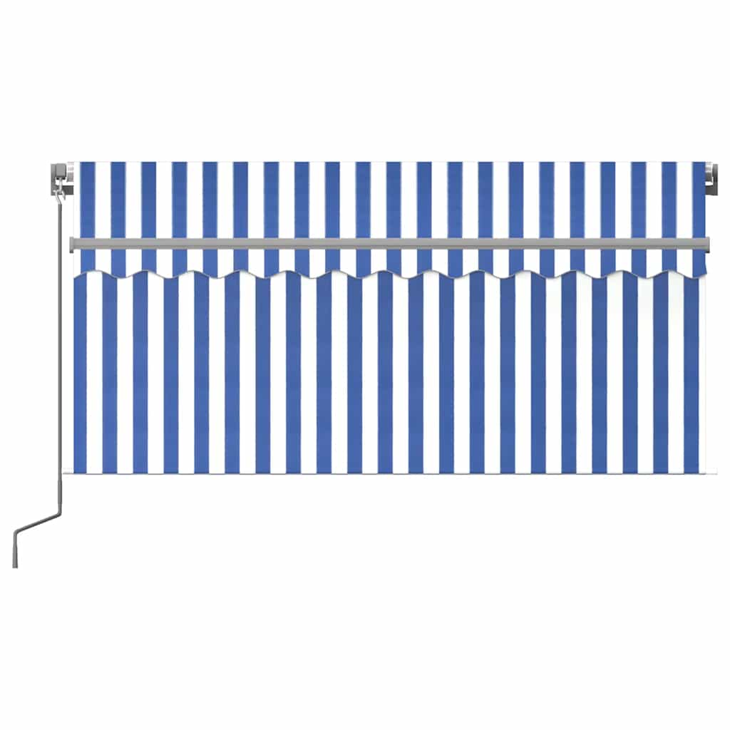 Tenda Sole Retrattile Manuale con Parasole 3,5x2,5 m Blu Bianco | homemem39