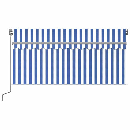 Tenda Sole Retrattile Manuale con Parasole 3,5x2,5 m Blu Bianco | homemem39