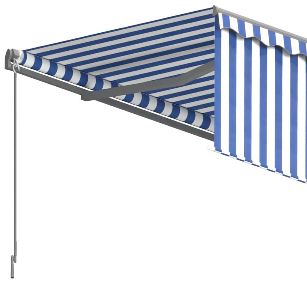 Tenda Sole Retrattile Manuale con Parasole 3,5x2,5 m Blu Bianco | homemem39