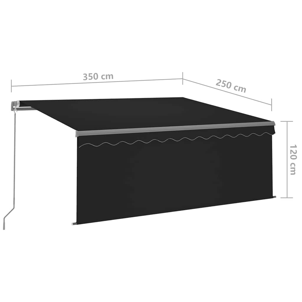 Tenda Sole Retrattile Manuale con Parasole 3,5x2,5 m Antracite | homemem39