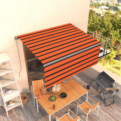 Tenda Retrattile Manuale Parasole 3,5x2,5m Arancione e Marrone | homemem39