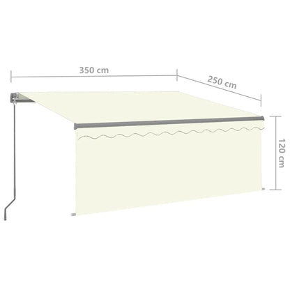 Tenda da Sole Retrattile Manuale con LED 3,5x2,5 m Crema | homemem39