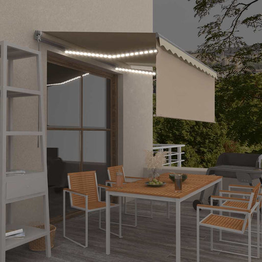 Tenda da Sole Retrattile Manuale con LED 3,5x2,5 m Crema - homemem39