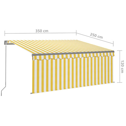 Tenda da Sole Retrattile Parasole LED 3,5x2,5m Gialla e Bianca - homemem39