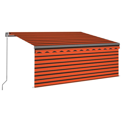Tenda da Sole Retrattile Manuale LED 3,5x2,5m Arancione Marrone | homemem39
