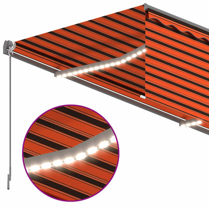 Tenda da Sole Retrattile Manuale LED 3,5x2,5m Arancione Marrone | homemem39