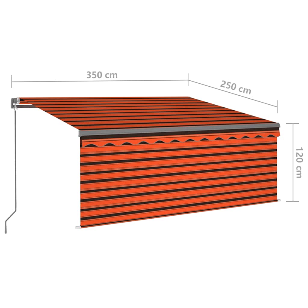 Tenda da Sole Retrattile Manuale LED 3,5x2,5m Arancione Marrone | homemem39