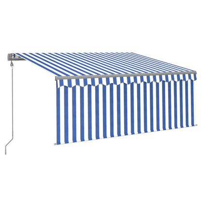 Tenda Sole Retrattile Automatica Parasole 3,5x2,5m Blu Bianco - homemem39