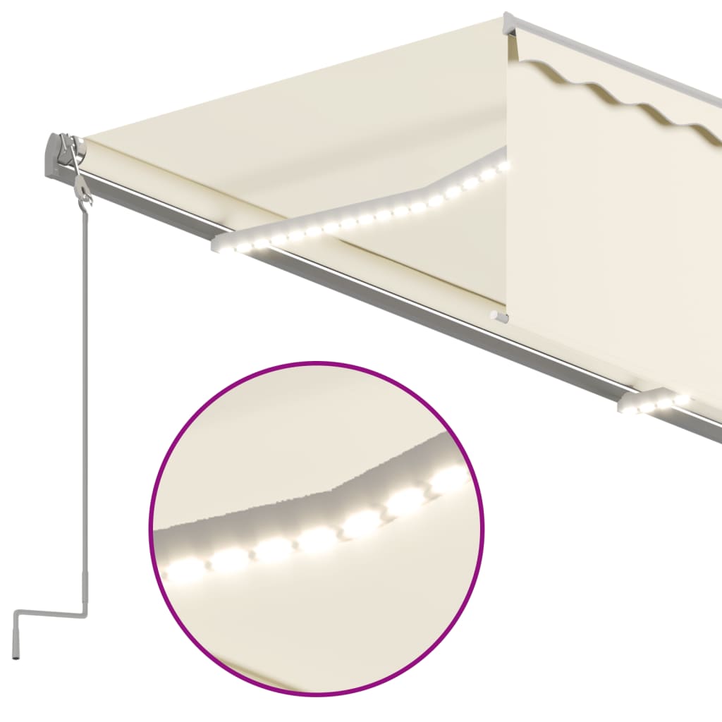 Tenda Automatica Parasole LED Sensore Vento 3,5x2,5cm Crema | homemem39