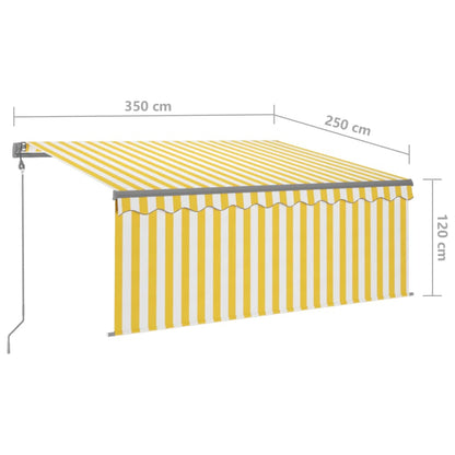 Tenda Automatica Sensore Vento e LED 3,5x2,5 m Gialla e Bianca