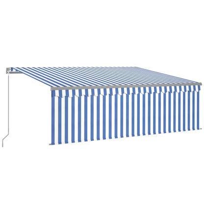 Tenda Sole Retrattile Manuale con Parasole 4x3m Blu e Bianco