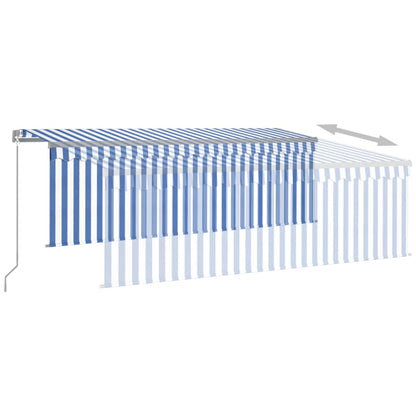 Tenda Sole Retrattile Manuale con Parasole 4x3m Blu e Bianco