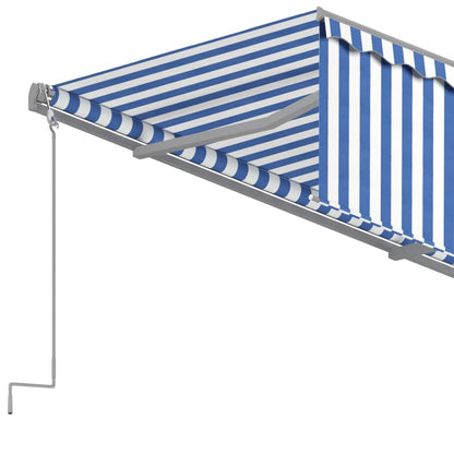 Tenda Sole Retrattile Manuale con Parasole 4x3m Blu e Bianco