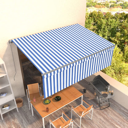 Tenda Sole Retrattile Manuale con Parasole 4x3m Blu e Bianco