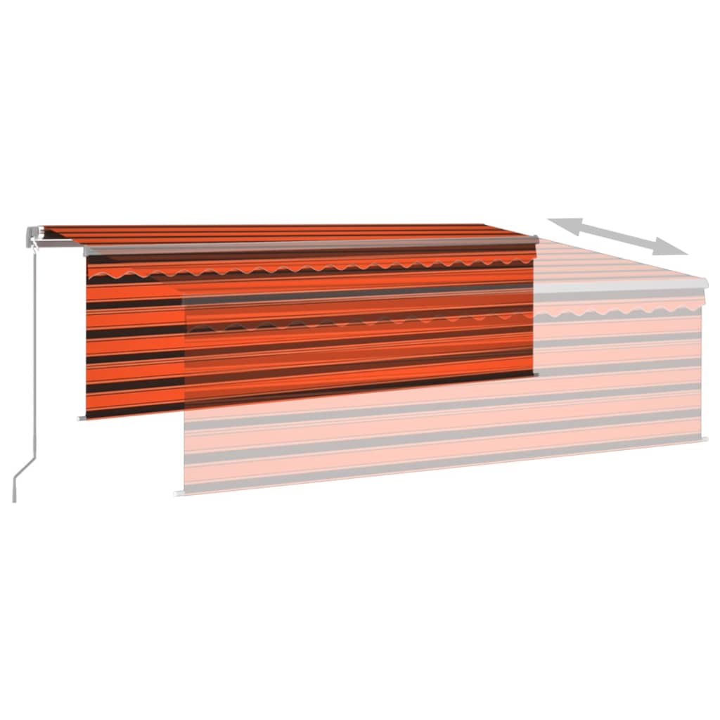 Tenda Sole Retrattile Manuale Parasole 4x3m Arancione e Marrone