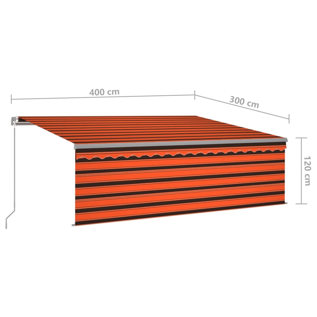 Tenda Sole Retrattile Manuale Parasole 4x3m Arancione e Marrone - homemem39