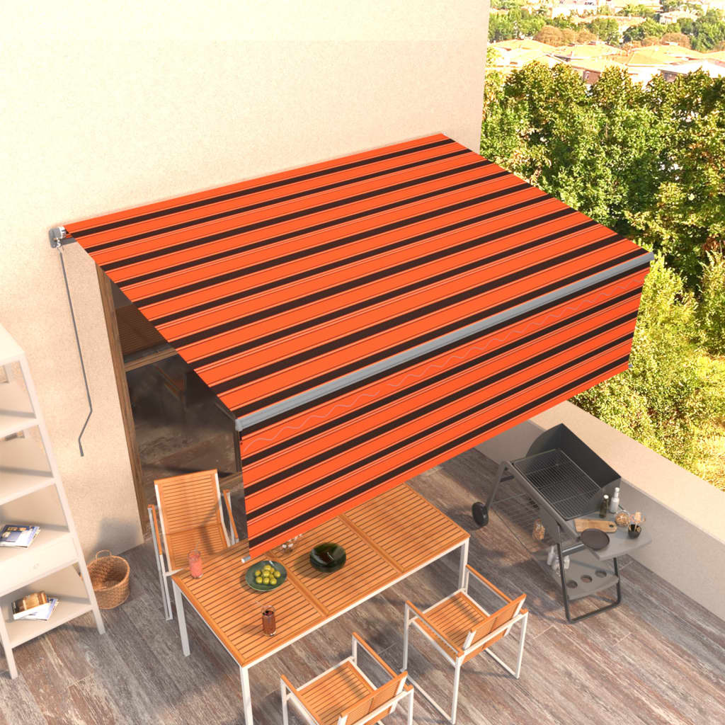 Tenda Sole Retrattile Manuale Parasole 4x3m Arancione e Marrone - homemem39