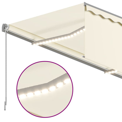 Tenda da Sole Retrattile Manuale con LED 4x3 m Crema - homemem39